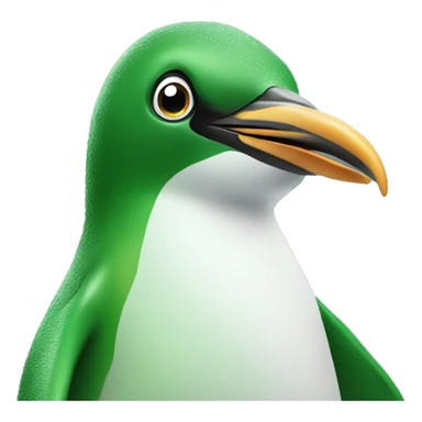 green penguin with no beak just long nose sticker