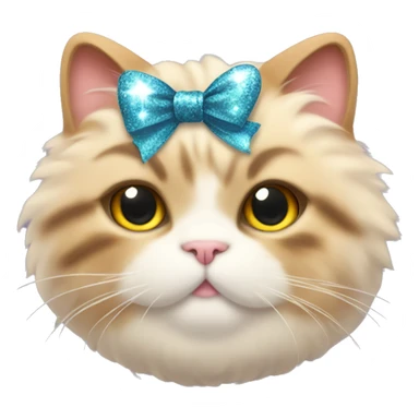 very fat fluffy cat with a sparkly bow sticker