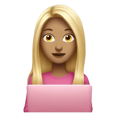 Graphic designer blonde girl with long hair with Pink laptop  sticker