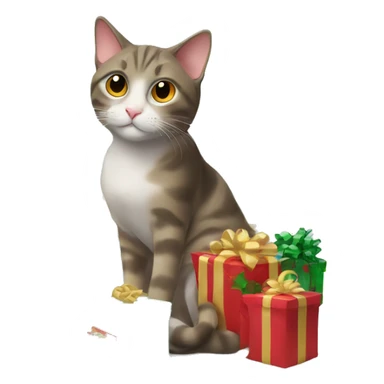 cat surrounded by chistmas presents sticker