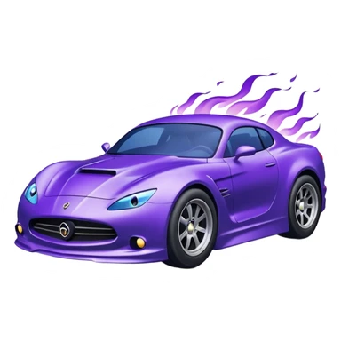 Purple car drifting with navy blue flames coming out of the rear tires. sticker