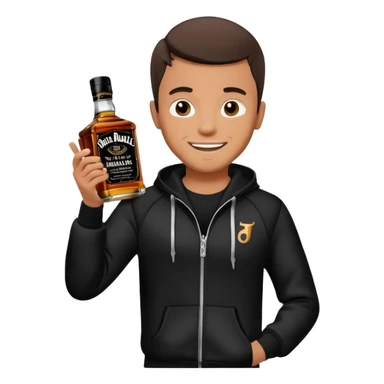 Junge mit schwarzen Jogginganzug und Jacky Flasche in der Hand sticker