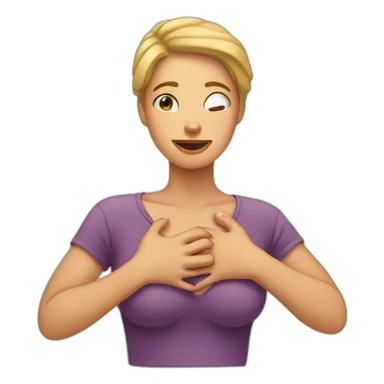 Woman squeezing her chest sticker