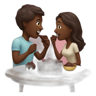 black couple eating chocolat sticker