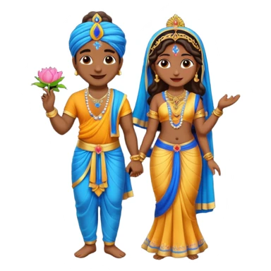 Krishna and Radha cute standing together  sticker