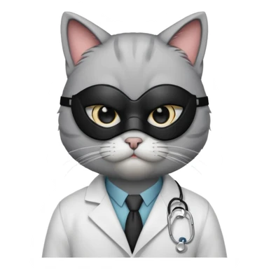 doctor cat, white coat, black mask sticker