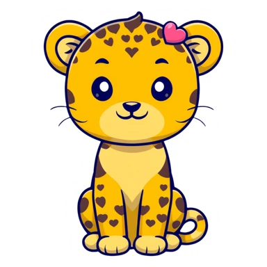 cheetah with heart headband, cute cartoon sticker sticker
