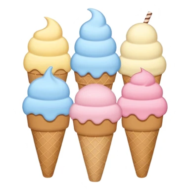 Cute ice cream emoji illustration, pastel flat style
Alice Blue, Naples Yellow, Powder Blue, Yale Blue color palette
Minimal, clean vector, soft rounded shapes, sticker-ready sticker