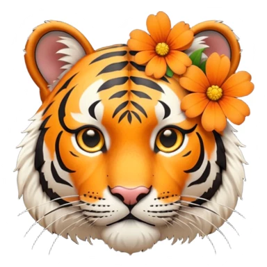 Tiger with flower sticker