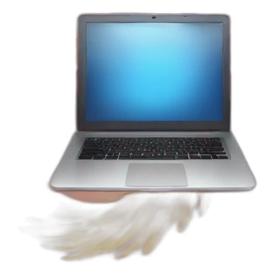 a phoenix with wide wings in front of a laptop sticker