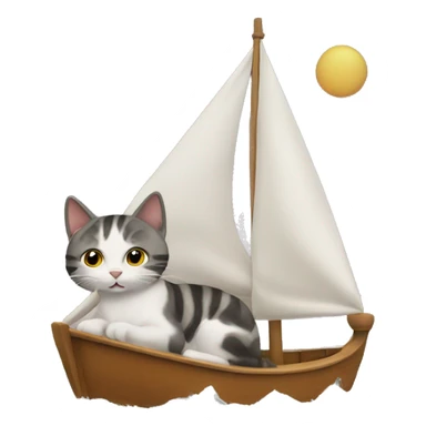 cat sailing a boat sticker