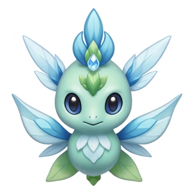 elemental icy floral ethereal glacial Axew-Rufflet-Brionne-Celebi-Pokémon-Fakémon-hybrid-creature sticker