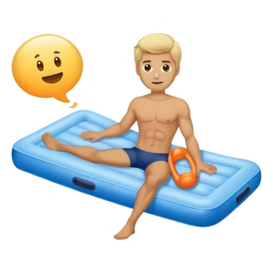 A guy with blond hair with an air mattress sticker