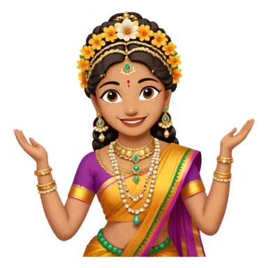 realistic bharathanatyam dancer with a smiling face and beautiful meenakshi pose sticker