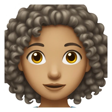 ligthskin girl with dark brown eyes and medium length curly hair sticker