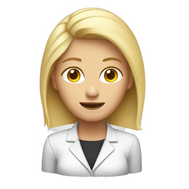 blonde female behind a computer sticker