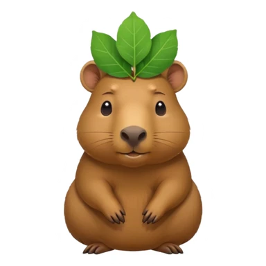 capybara with a leaf on its head sticker