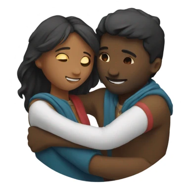 two lovers hug in a circle sticker