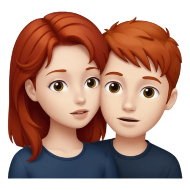 Redhead boy and dark brown haired girl making out sticker