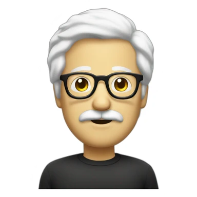 man white hair black mustache mustache black round glasses happy sticker