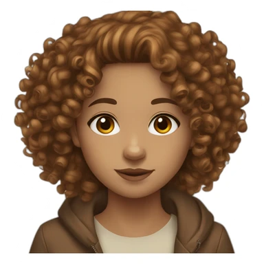 Mixed girl curly long hair brown cinnamon with brown eyes  sticker