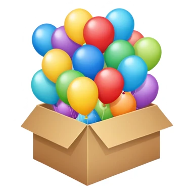 a box with balloons sticker