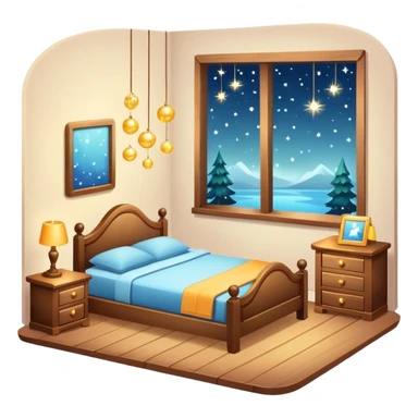 cozy room with furniture and sparkles floating above the furniture sticker