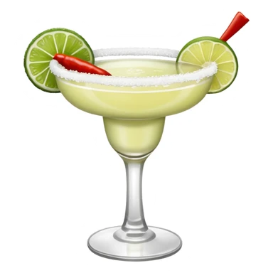 margaritas. one normal and one spicy. NO ICE - normal margarita glass with salt on the rim. one should be just with the margarita and the salt. the spicy one should have a small pepper inside  sticker
