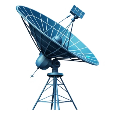 Minimalist emoji-style sticker of an old-school satellite antenna with distorted, glitched signal waves. Clean icon style. sticker
