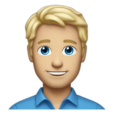 52 year old blue-eyed blonde-haired personable trustworthy professional male in blue shirt sticker