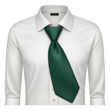 men's dark green tie on white shirt, minimalism, no emojis or faces, iOS emoji style sticker