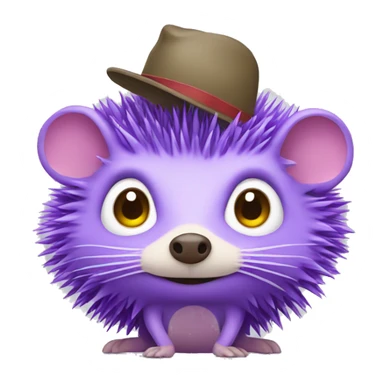 A purple hedgehog who wears a hat and has sneakers sticker