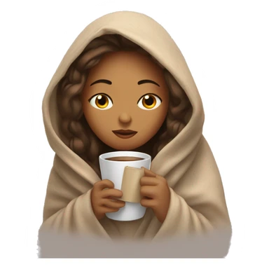 girl inside a blanket sipping coffee eyes closed sticker
