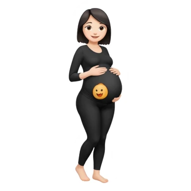 femme belly stuffing enceinte legging noir  sticker