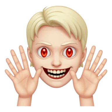 evil smile with maniacal hands sticker