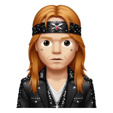 Axl Rose from Gun n Roses with long reddish blonde hair, black sequin outfit sticker