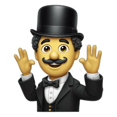Charlie Chaplin with one hand up sticker