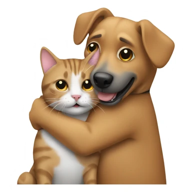 A dog hugging a cat sticker