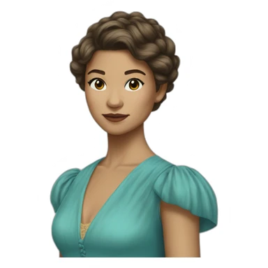 Zendaya as a woman from 19th century,short hair, cyan gown sticker
