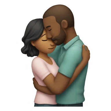 Kissing while holding her sticker