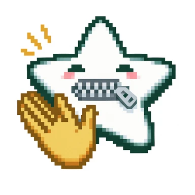 A 100 x 100 pixel emoji representing applause, with a star-shaped mouth that includes a zipper, based on the attached image. The star should be creatively shaped to convey the action of clapping. The emoji should be in the same style as the reference image. sticker