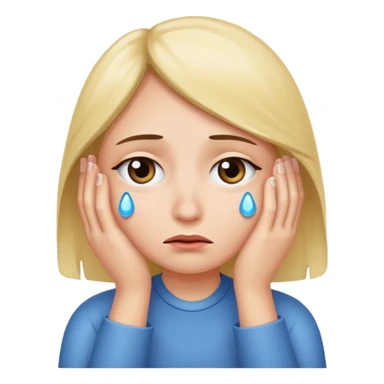 face holding back tears with peeking eye sticker