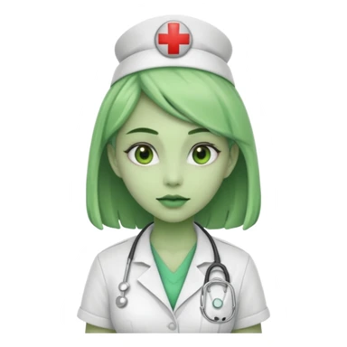 young aliens woman nurse sticker