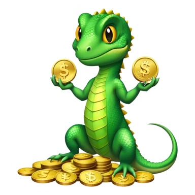 Lizard with money sticker