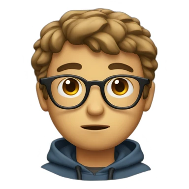 sad boy with glasses sticker