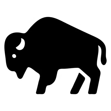 buffalo, solid icon style, monochrome, filled shape, no outline, modern and clean sticker