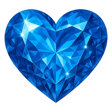heart with a sparkling sapphire gem effect, no background sticker