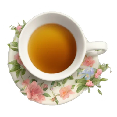 create a cozy cup of tea the cup should be floral  sticker