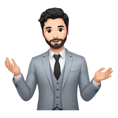 Professional 35-year-old man with black wavy hair, stubble, strong jawline, white skin tone, wearing smart casual business attire, interacting with holographic digital display, surrounded by tech elements, innovative business strategist sticker
