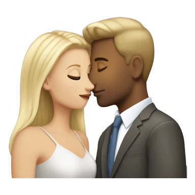 blonde guy kissing brunette girl sticker